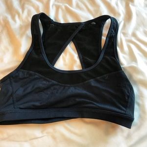 Low impact mesh open back sports bra